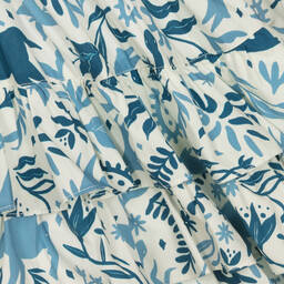 Pan Con Chocolate-Girls Ivory & Blue Cotton Shirt Dress | Childrensalon Outlet