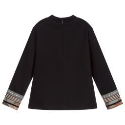 Pan Con Chocolate-Girls Navy Blue Jersey Top | Childrensalon Outlet