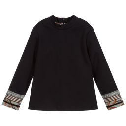 Pan Con Chocolate-Girls Navy Blue Jersey Top | Childrensalon Outlet