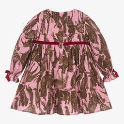 Pan Con Chocolate-Girls Pink & Brown Cotton Dress | Childrensalon Outlet
