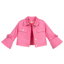 Pan Con Chocolate-جاكيت قطن جيرسي لون زهري للبنات | Childrensalon Outlet