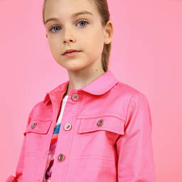 Pan Con Chocolate-جاكيت قطن جيرسي لون زهري للبنات | Childrensalon Outlet