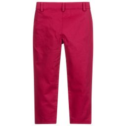 Pan Con Chocolate-Girls Pink Cotton Trousers  | Childrensalon Outlet