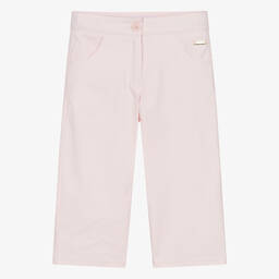 Pan Con Chocolate-Girls Pink Cropped Cotton Trousers | Childrensalon Outlet