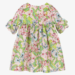 Pan Con Chocolate-Розовое хлопковое платье с цветами | Childrensalon Outlet