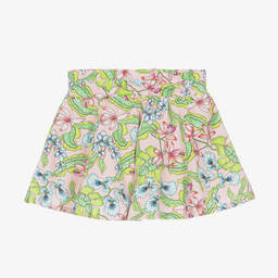 بان كون شوكولا-تنورة قطن ساتين لون زهري بطبعة ورود | Childrensalon Outlet