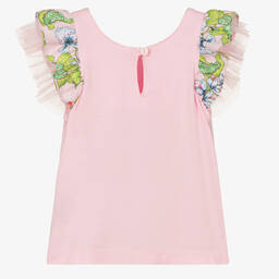 بان كون شوكولا-توب فيسكوز جيرسي مزينة بالكشكش لون زهري | Childrensalon Outlet