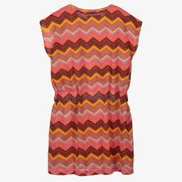 Pan Con Chocolate-Girls Pink & Orange Zigzag Knit Dress | Childrensalon Outlet
