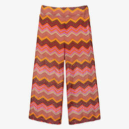 Pan Con Chocolate-Girls Pink & Orange Zigzag Knit Trousers | Childrensalon Outlet