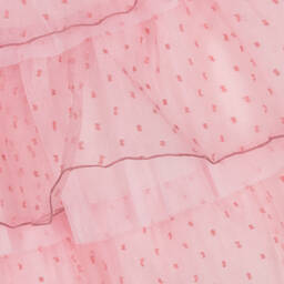 بان كون شوكولا-فستان أورغانزا مزين بكشكش لون زهري | Childrensalon Outlet