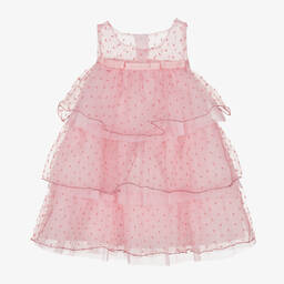 بان كون شوكولا-فستان أورغانزا مزين بكشكش لون زهري | Childrensalon Outlet