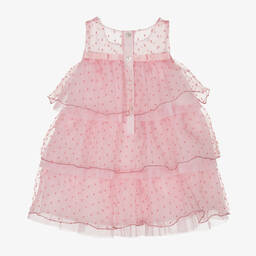 بان كون شوكولا-فستان أورغانزا مزين بكشكش لون زهري | Childrensalon Outlet