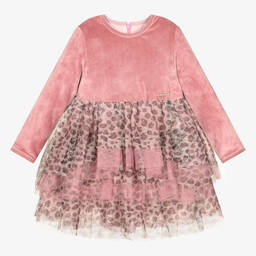 Pan Con Chocolate-Girls Pink Velour & Tulle Dress | Childrensalon Outlet