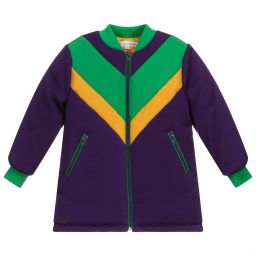 بان كون شوكولا-Girls Purple & Green Coat | Childrensalon Outlet