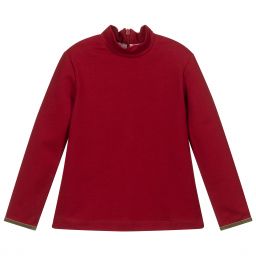 بان كون شوكولا-Girls Red Cotton Top | Childrensalon Outlet