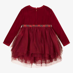 Pan Con Chocolate-Girls Red Velour & Tulle Dress | Childrensalon Outlet