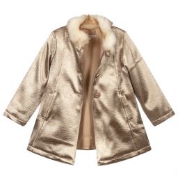 Pan Con Chocolate-Girls Shiny Gold Coat | Childrensalon Outlet