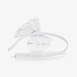 Pan Con Chocolate-Girls White Bow Hairband | Childrensalon Outlet