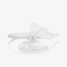Pan Con Chocolate-Girls White Bow Hairband | Childrensalon Outlet