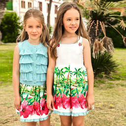 Pan Con Chocolate-Белая хлопковая юбка для девочек | Childrensalon Outlet