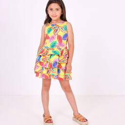 بان كون شوكولا-فستان قطن ساتين لون أصفر | Childrensalon Outlet