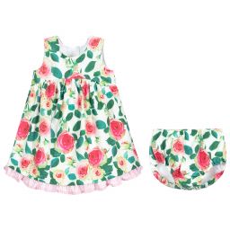بان كون شوكولا-Green & Pink Floral Dress Set | Childrensalon Outlet