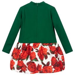 بان كون شوكولا-Green & Red Floral Dress | Childrensalon Outlet