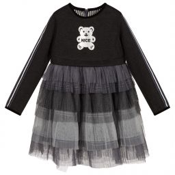 Pan Con Chocolate-Grey Tiered Tulle Dress | Childrensalon Outlet
