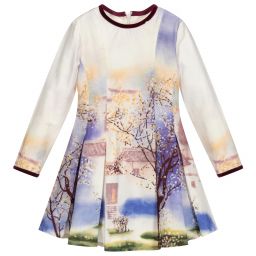 Pan Con Chocolate-Ivory & Purple Cotton Dress | Childrensalon Outlet