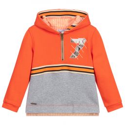 بان كون شوكولا-Orange & Grey Cotton Hoodie | Childrensalon Outlet