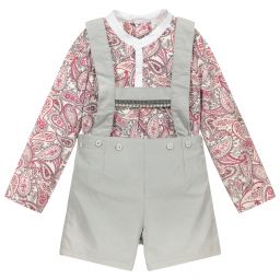 Pan Con Chocolate-Pink & Grey Shorts Set | Childrensalon Outlet