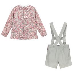 Pan Con Chocolate-Pink & Grey Shorts Set | Childrensalon Outlet