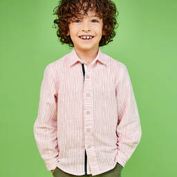 Pan Con Chocolate-Pink Stripe Cotton Shirt | Childrensalon Outlet