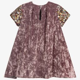 Pan Con Chocolate-Pink Velour Sequin Dress | Childrensalon Outlet
