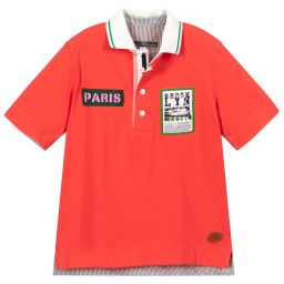 Pan Con Chocolate-Red Cotton Jersey Polo Shirt | Childrensalon Outlet