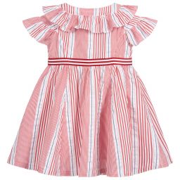 Pan Con Chocolate-Red Striped Cotton Dress | Childrensalon Outlet