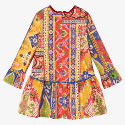 Pan Con Chocolate-Red & Yellow Cotton Dress | Childrensalon Outlet