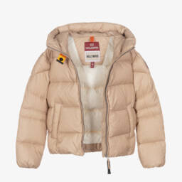 Parajumpers-Girls Beige Down Hooded Coat | Childrensalon Outlet
