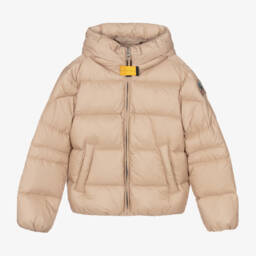 Parajumpers-Girls Beige Down Hooded Coat | Childrensalon Outlet