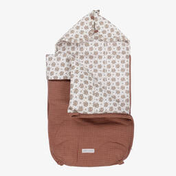 Pasito a Pasito-Brown & Ivory Floral Baby Nest (77cm) | Childrensalon Outlet