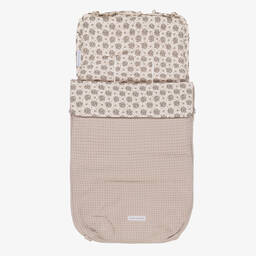 Pasito a Pasito-Grey & Beige Floral Baby Nest (77cm) | Childrensalon Outlet