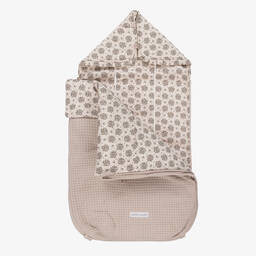 Pasito a Pasito-Grey & Beige Floral Baby Nest (77cm) | Childrensalon Outlet