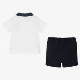 Patachou-Baby Boys Blue & White Cotton Shorts Set | Childrensalon Outlet