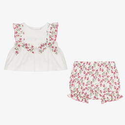 Patachou-Baby Girls Ivory Liberty Shorts Set | Childrensalon Outlet