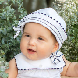 Patachou-Baby Girls White & Blue Hat | Childrensalon Outlet