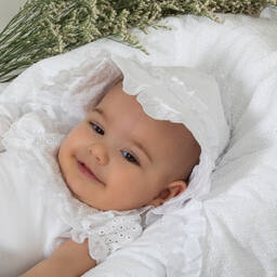 Patachou-Baby Girls White Broderie Anglaise Hat | Childrensalon Outlet