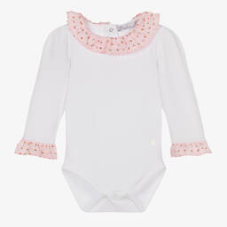 Patachou-Baby Girls White Cotton Bodysuit | Childrensalon Outlet