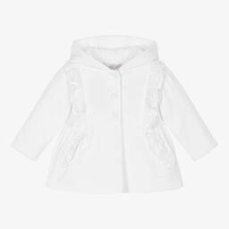 Patachou-Baby Girls White Cotton Coat | Childrensalon Outlet