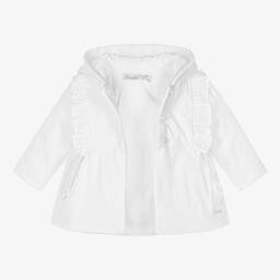 Patachou-Baby Girls White Cotton Coat | Childrensalon Outlet