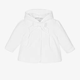 Patachou-Baby Girls White Hooded Jacket | Childrensalon Outlet